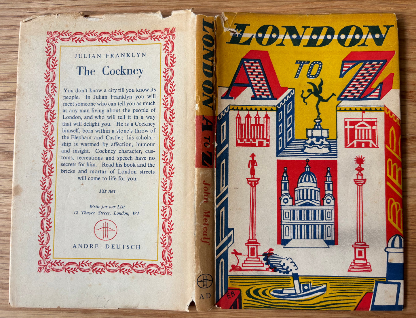 Scarce Edward Bawden LONDON A to Z 1953 HB 1st DJ Metcalf Andre Deutsch ILLUSTRATED Travel