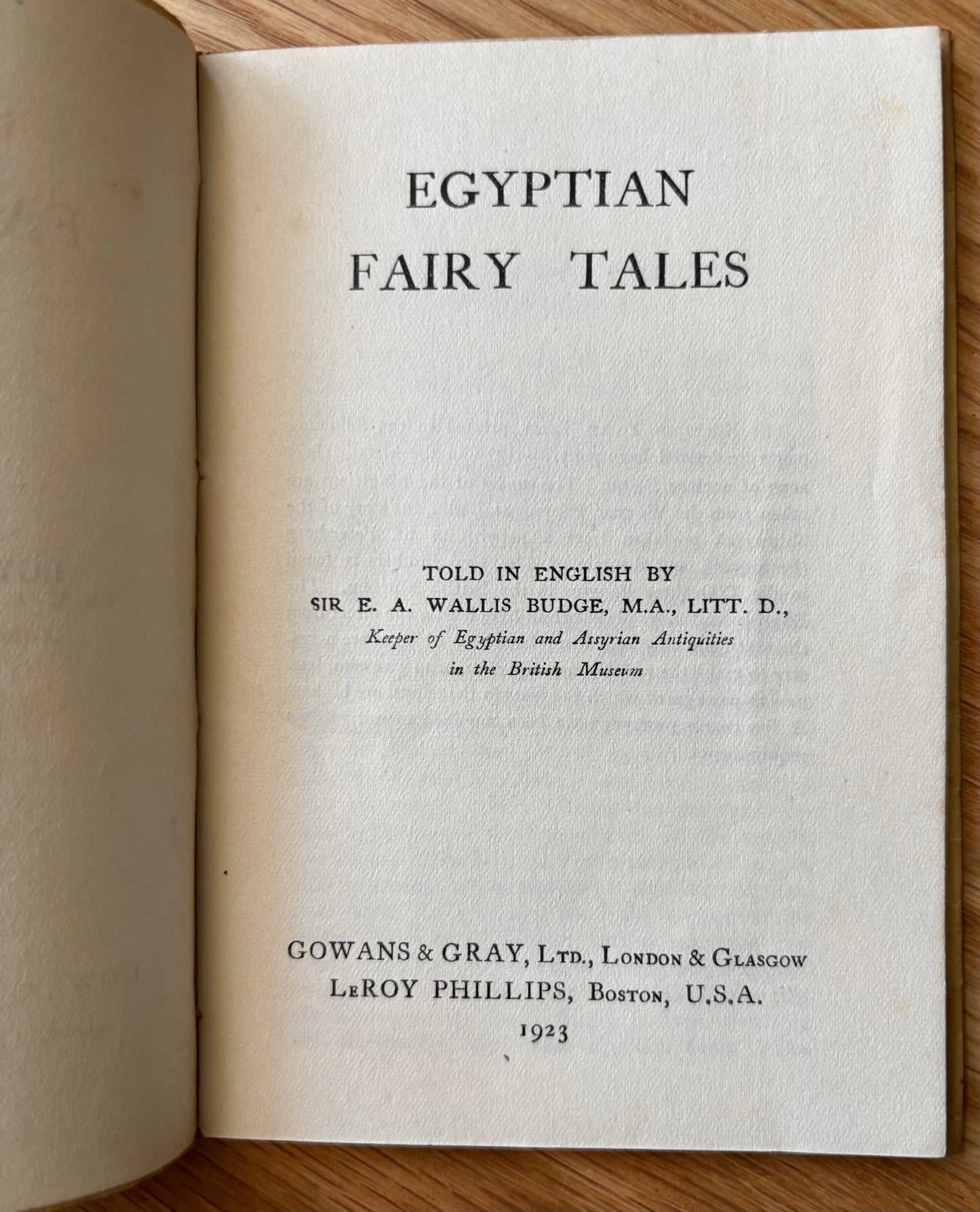 EGYPTIAN FAIRY TALES Gowans International Library No 48 1923 E A WALLIS