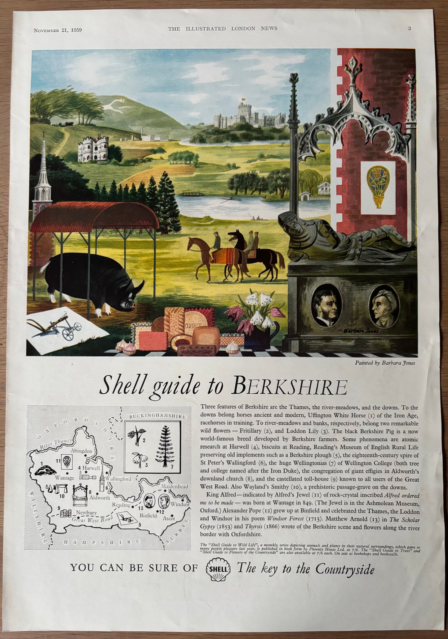 Barbara Jones 1950's SHELL GUIDE TO BERKSHIRE ADVERT Original Ad 1959