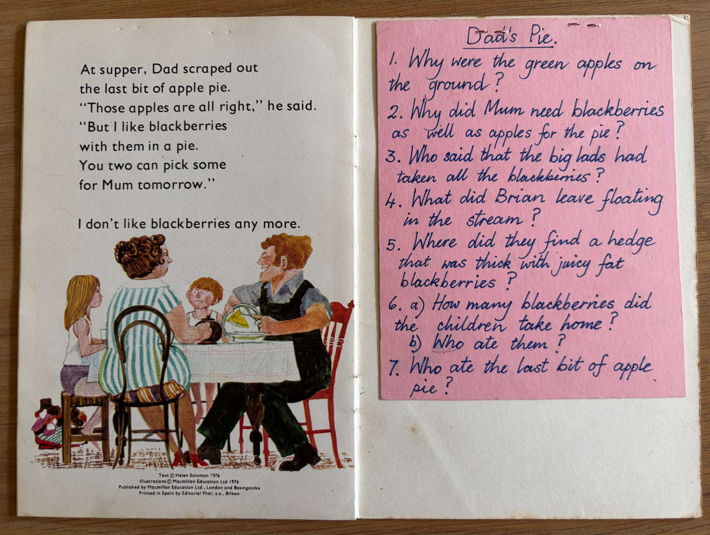 Trevor Stubley DAD’S PIE Nippers Reading Book 1976 Helen Solomon
