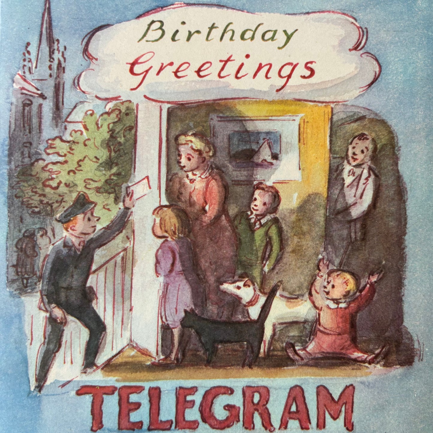 Edward Ardizzone BIRTHDAY GREETINGS GPO TELEGRAM CARD & ENVELOPE 1967