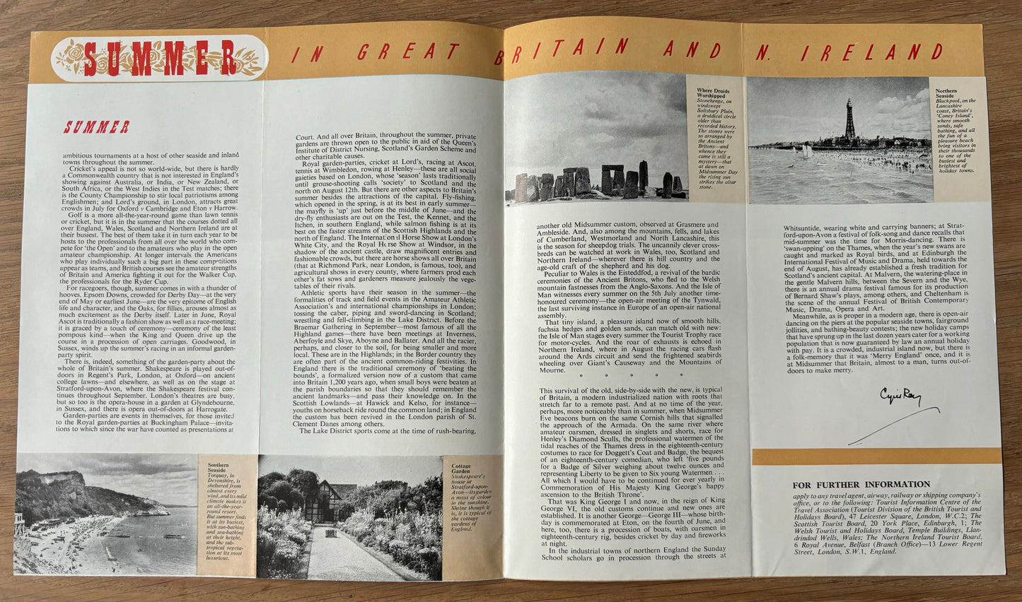 E W Haslehurst BRITAIN IN SUMMER Come To Britain No 33 Leaflet 1950’s - transpontinebooks
