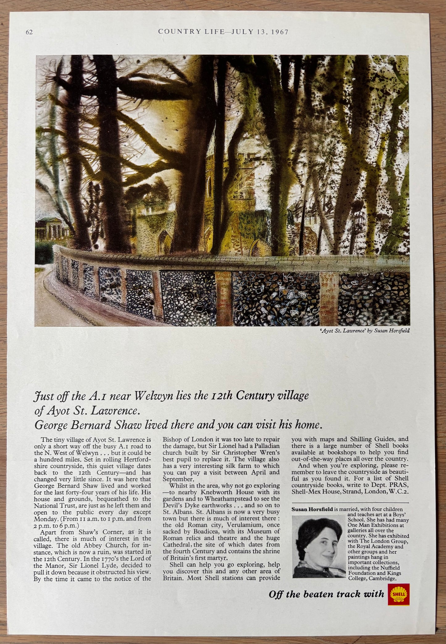 Susan Horsfield AYOTT ST LAWRENCE 1967 SHELL ADVERT Off The Beaten Track Bernard Shaw
