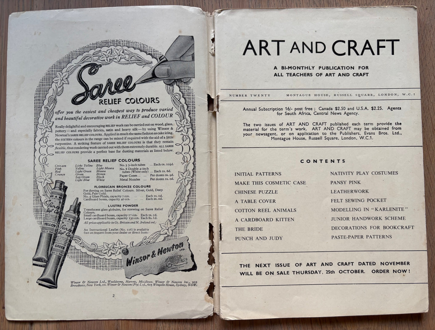 Vintage 1951 ART AND CRAFT MAGAZINE Cats Sewing CHILD EDUCATION September