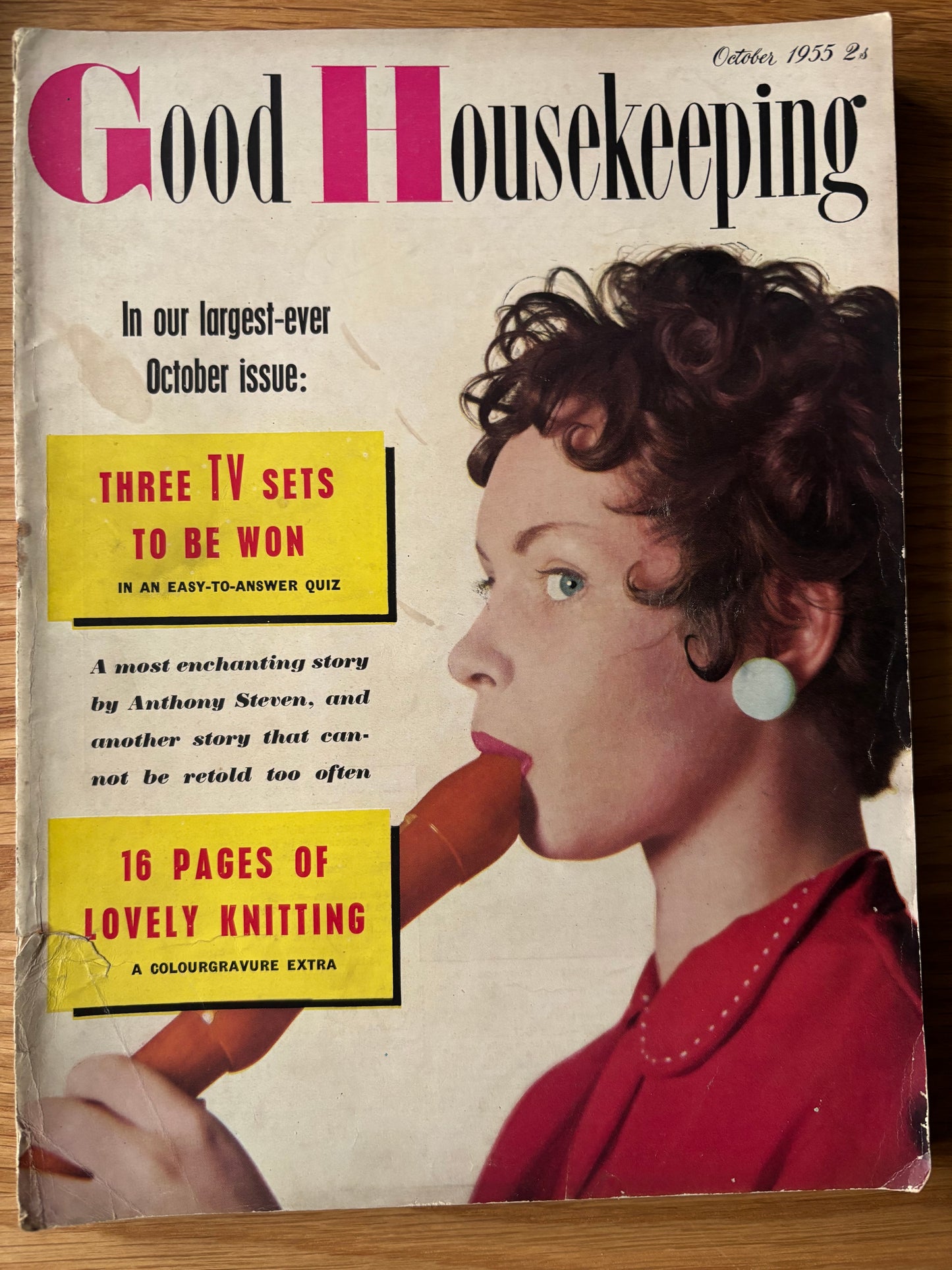 GOOD HOUSEKEEPING Magazine OCTOBER 1955 Illustrated KNITTING PATTERNS CLOTHES Recipes Ads