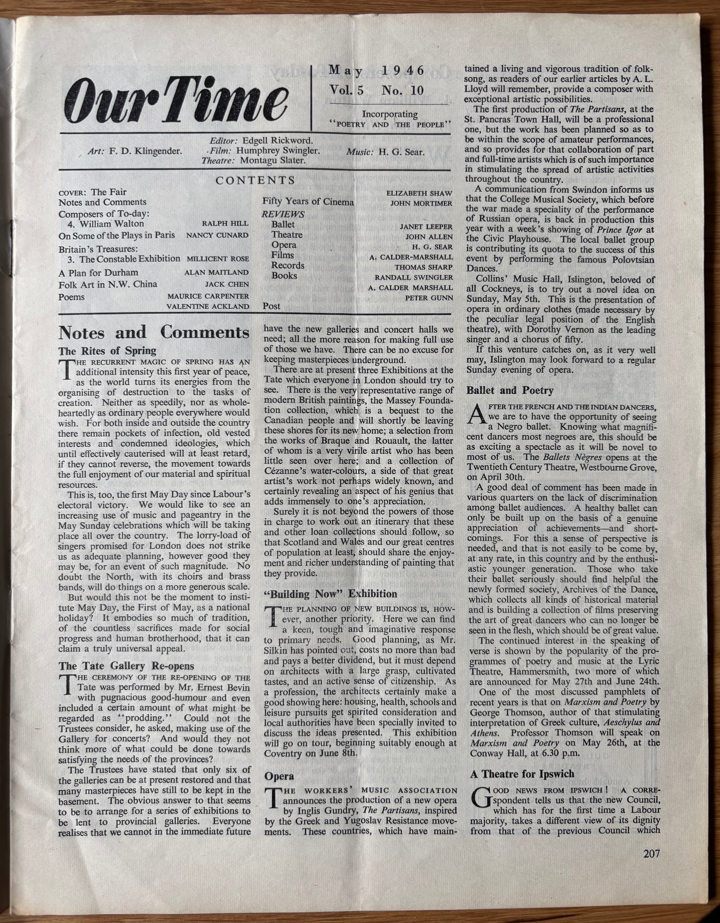 Elizabeth Shaw OUR TIME Magazine MAY 1946 William Walton John Mortimer