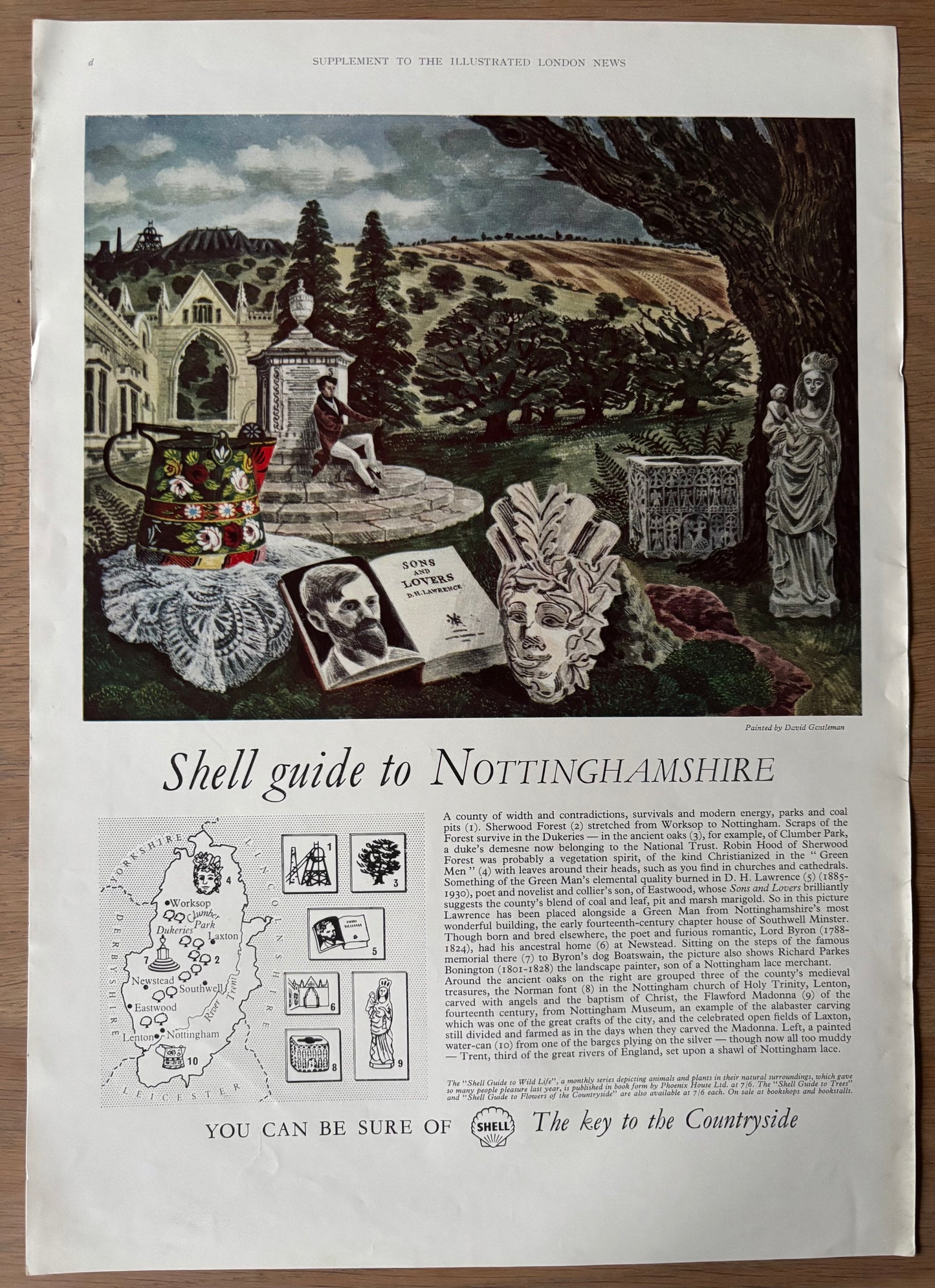 David Gentleman SHELL GUIDE TO NOTTINGHAMSHIRE ADVERT June 1961