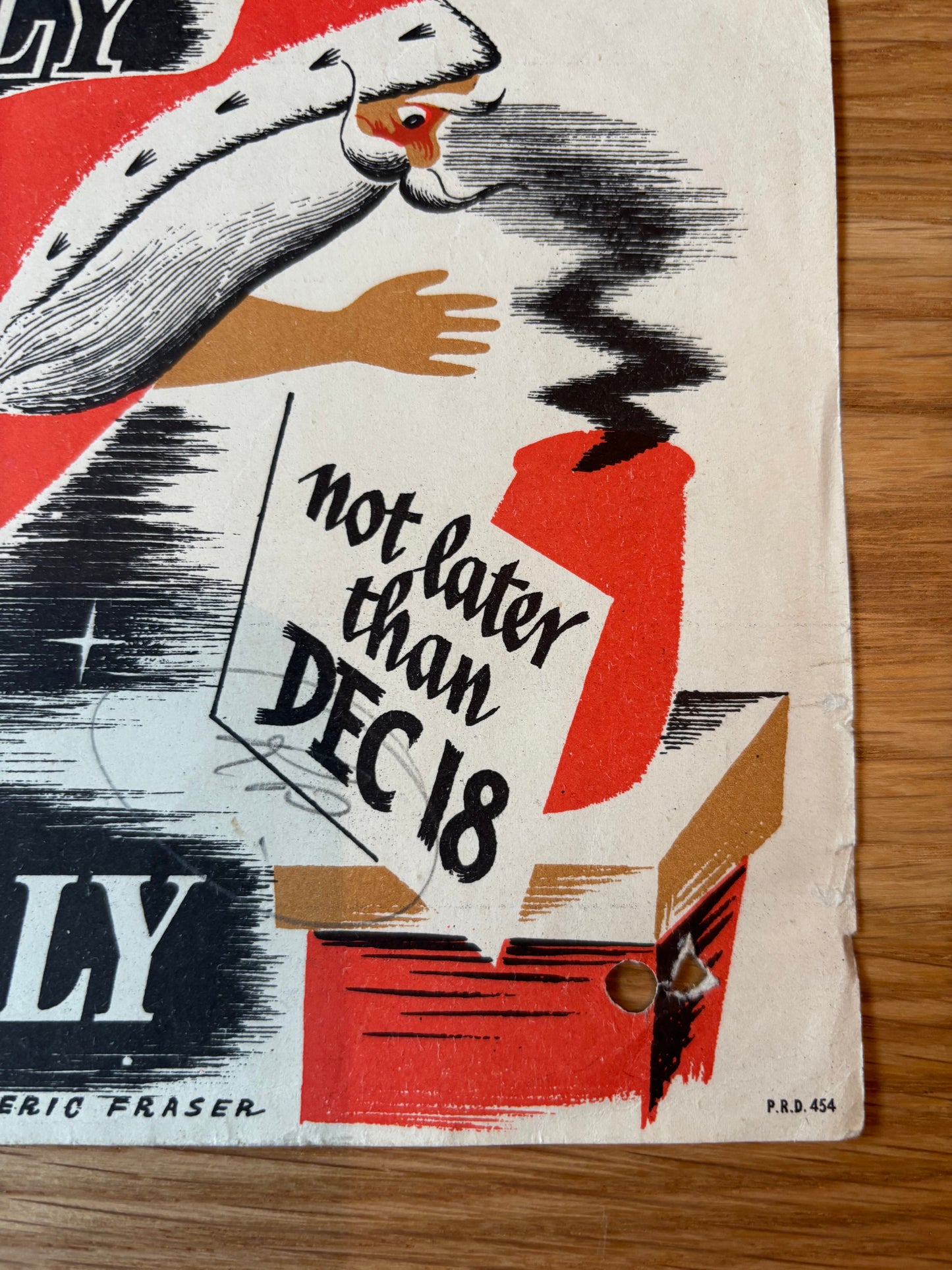Eric Fraser 1940’s CHRISTMAS SHOP EARLY POST EARLY GPO Post Office 1947 Flyer