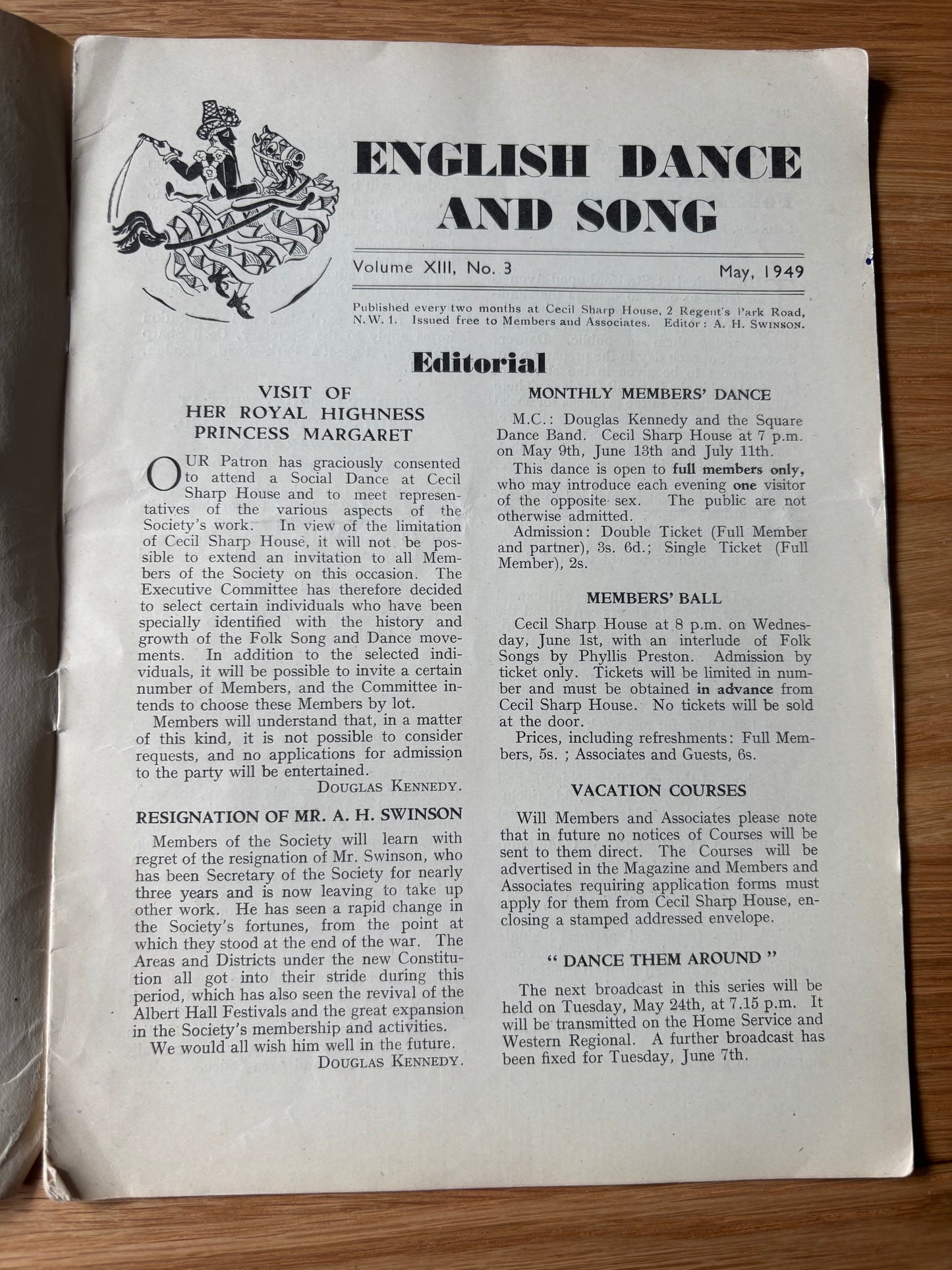 ENGLISH DANCE & SONG May 1949 Folk Dancing Society MAGAZINE Hobby Horse