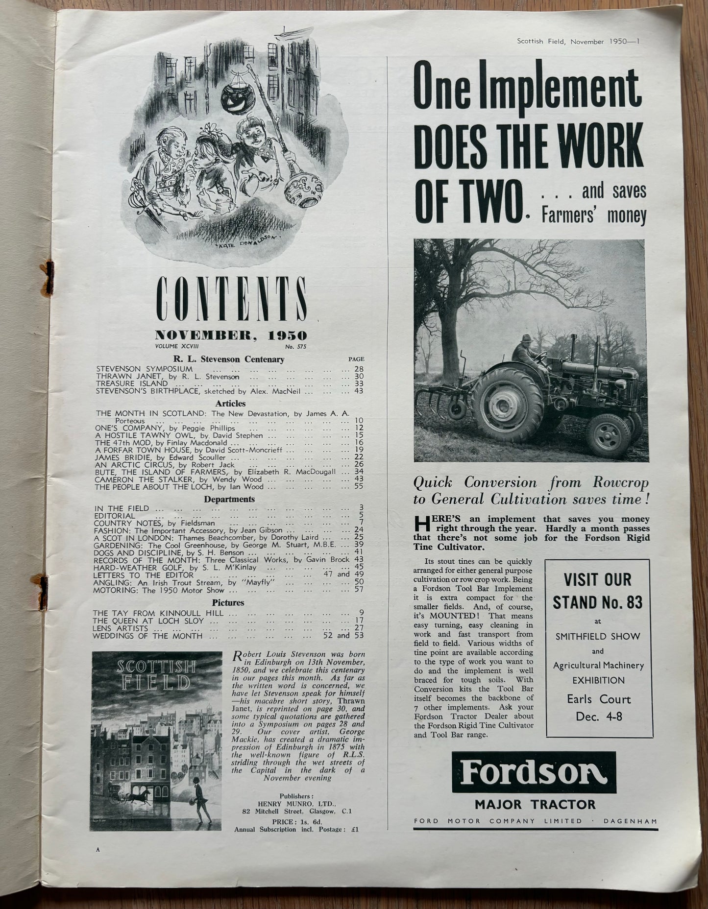 SCOTTISH FIELD MAGAZINE November 1950 George Mackie - transpontinebooks