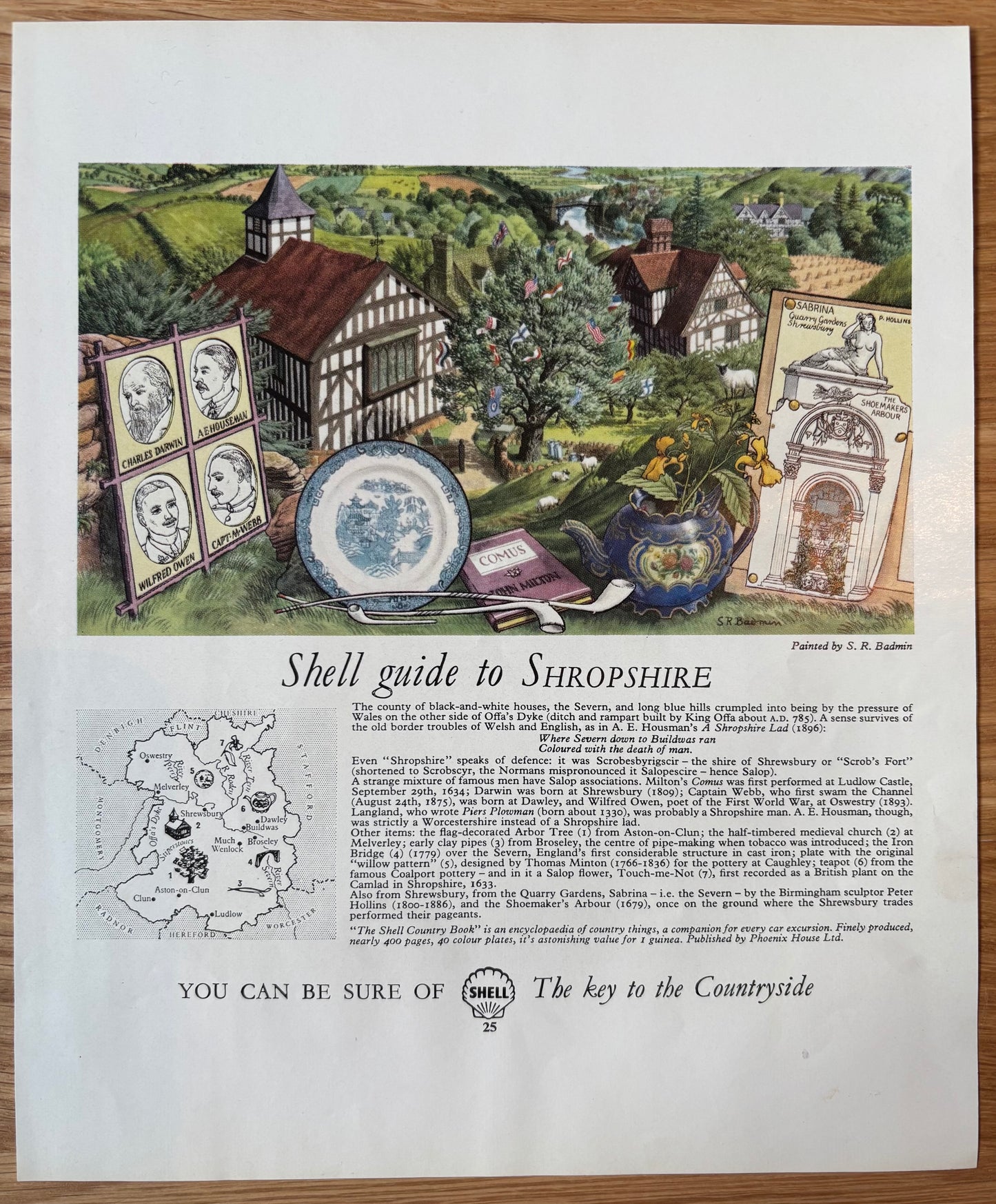 S R Bamin SHELL GUIDE TO SHROPSHIRE ADVERT Original Small Ad 1962
