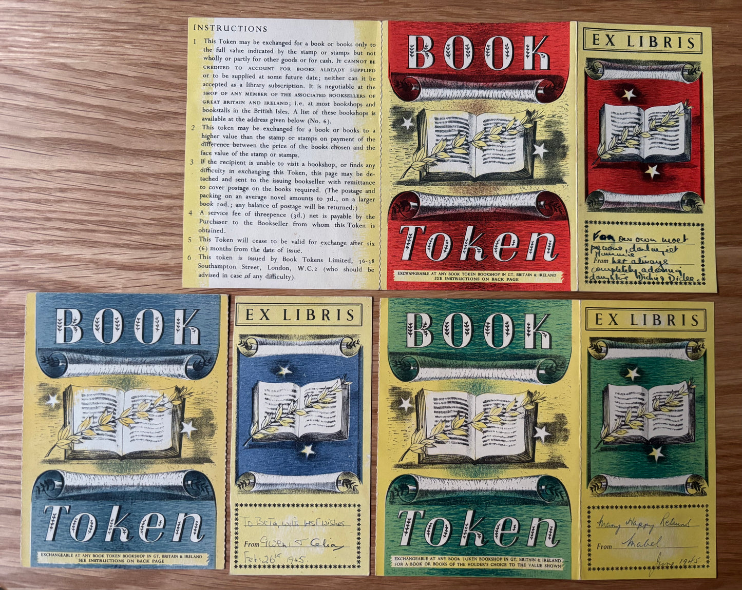 3 X Barnett Freedman VINTAGE BOOK TOKEN 1940's