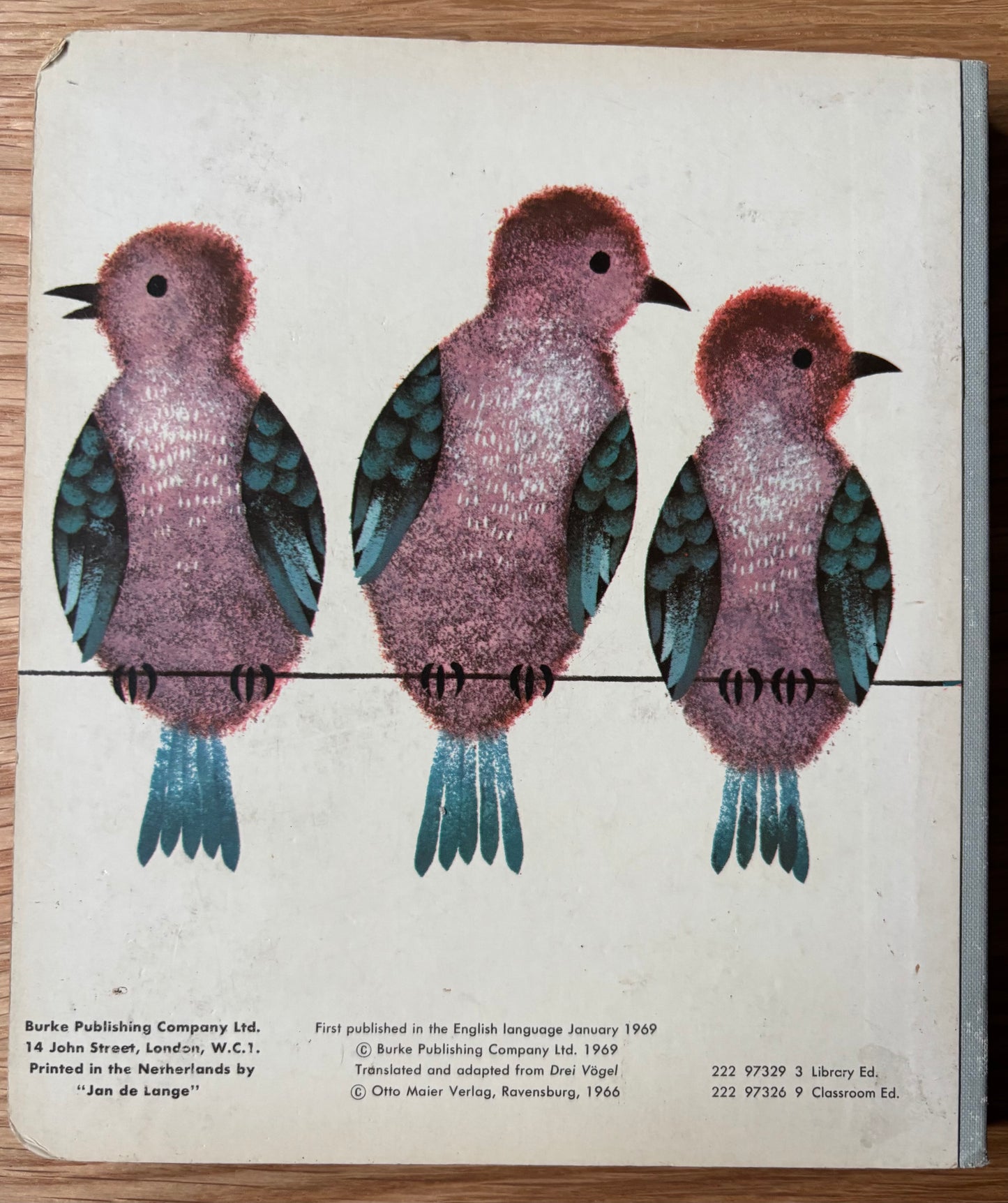 Hilde Heyduck-Huth THE THREE BIRDS Board Book 1969 1st Ed Thus Burke Publishing