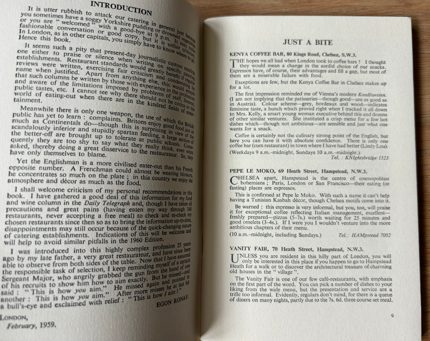 EGON RONAY 175 Eating Places In And Around London EARLY EDITION - transpontinebooks