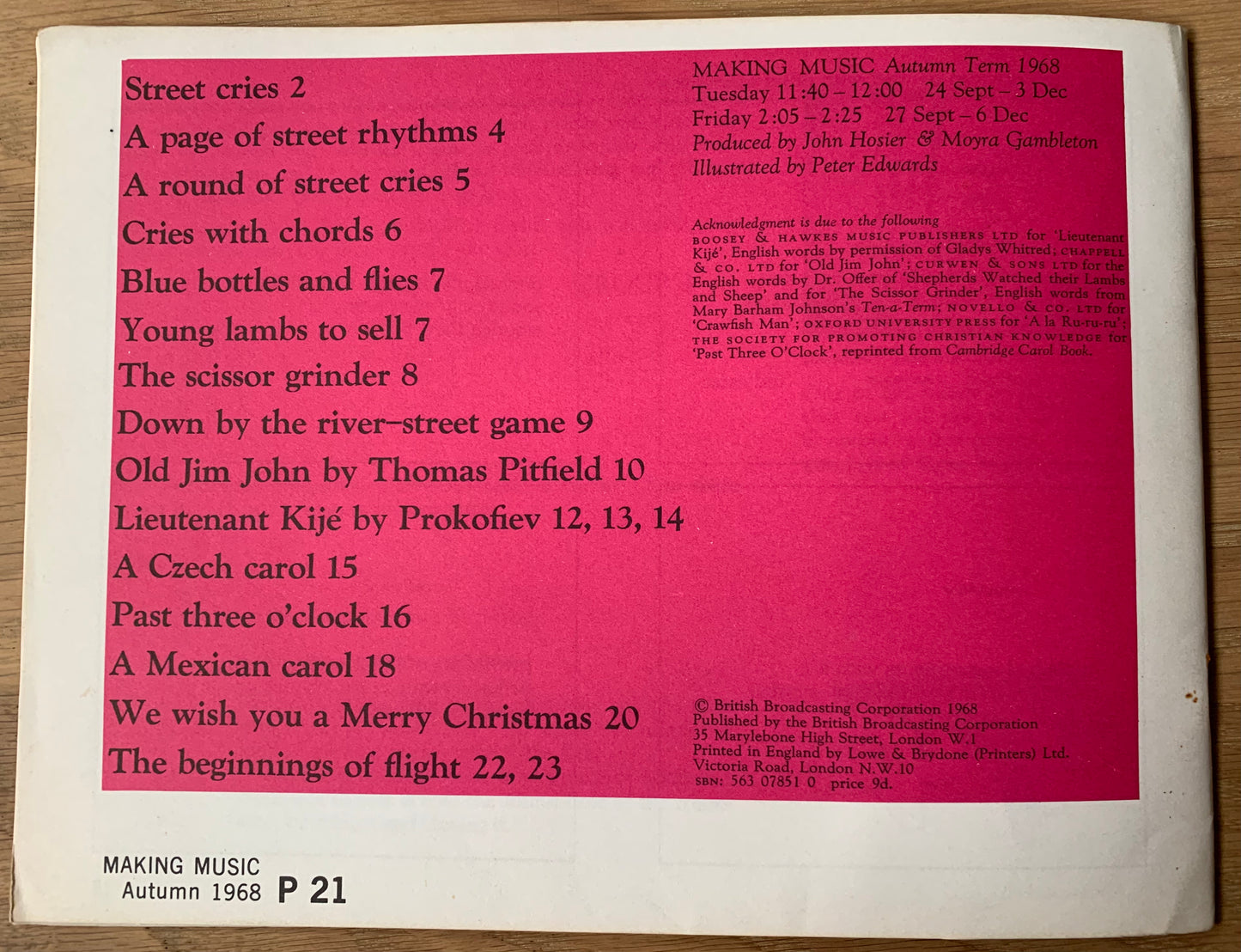Peter Edwards MAKING MUSIC 1970 BBC SCHOOLS MUSIC BOOK Mexican Carol Christmas - transpontinebooks