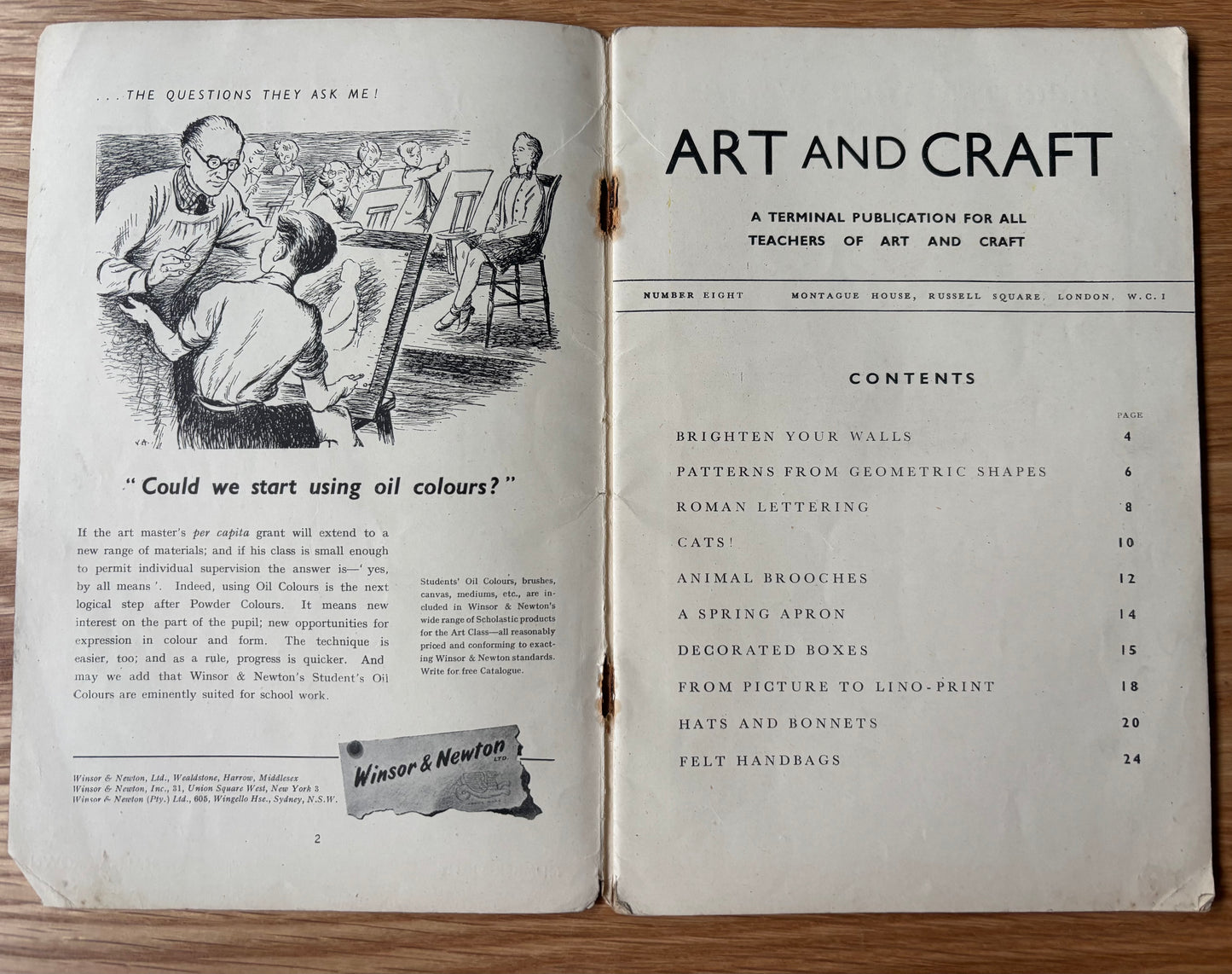 1950 ART AND CRAFT MAGAZINE Lettering CHILD EDUCATION Decorated Boxes