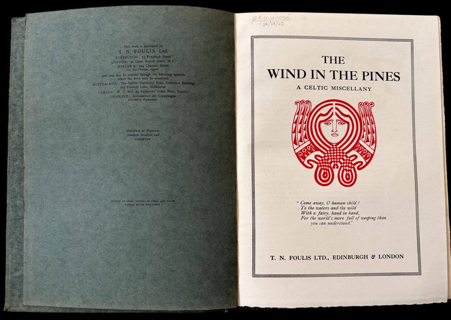 CELTIC POETRY WIND IN THE PINES John Duncan Art Nouveau 1922 Foulis SCOTTISH