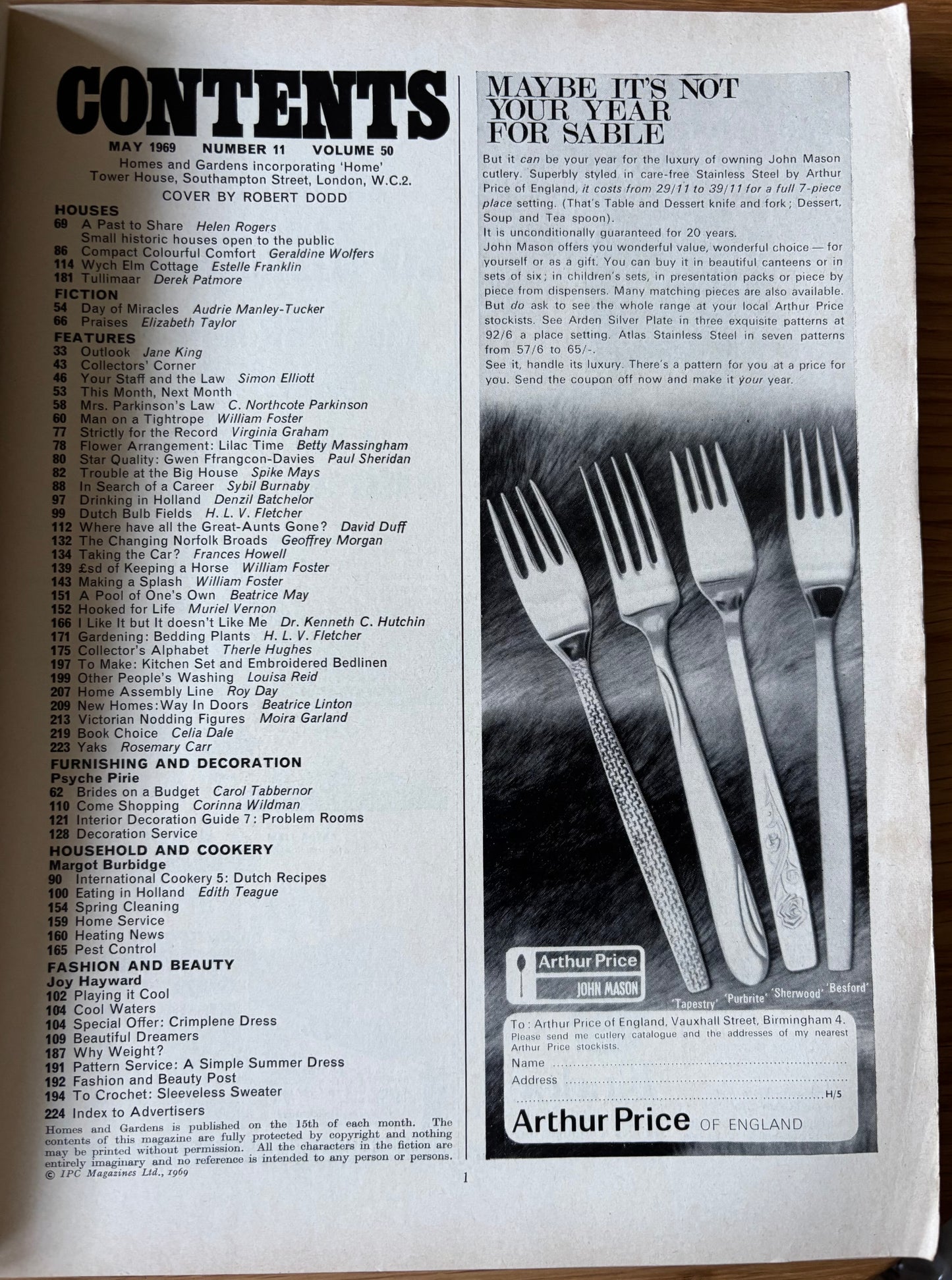 Peter Blake HOMES AND GARDENS Magazine May 1969 Elizabeth Taylor Adverts