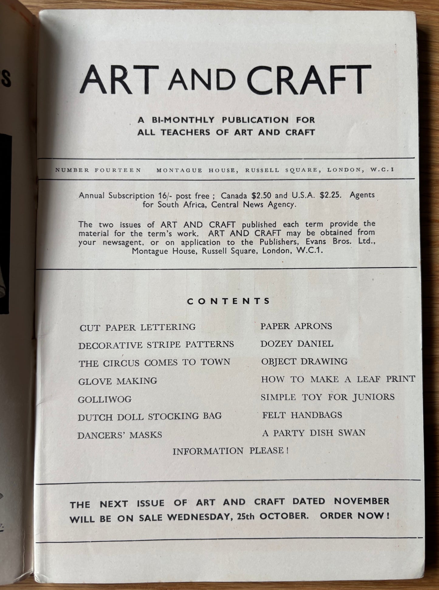 1950 ART AND CRAFT MAGAZINE September CHILD EDUCATION Paper Aprons