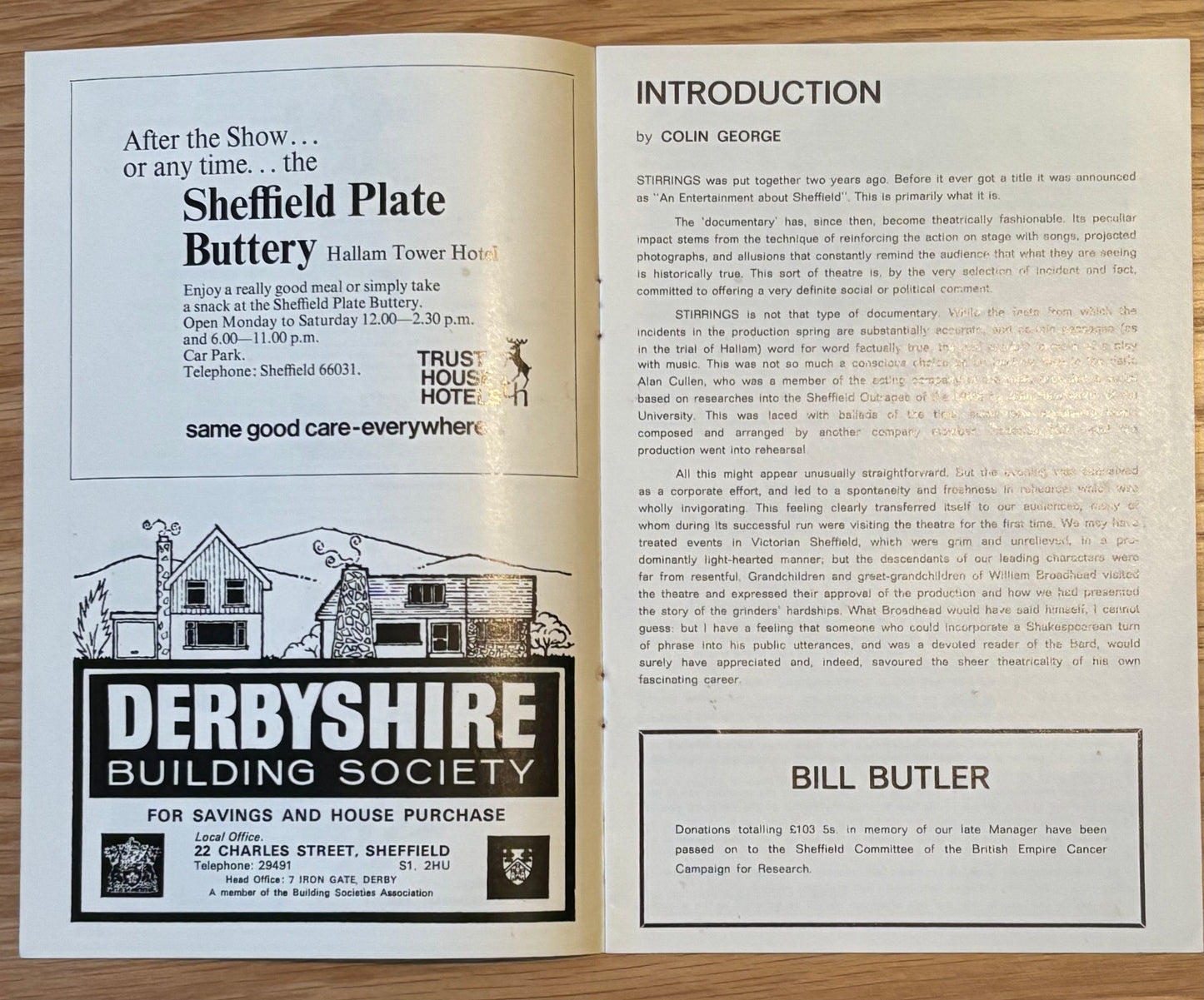 Quentin Neill THE STIRRINGS IN SHEFFIELD ON SATURDAY NIGHT 1966 Programme PLAYHOUSE