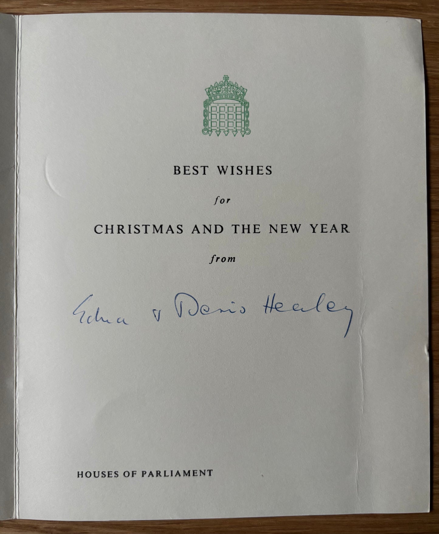 Christmas Card WHITECHAPEL BELL OF WESTMINSTER Dennis Healey