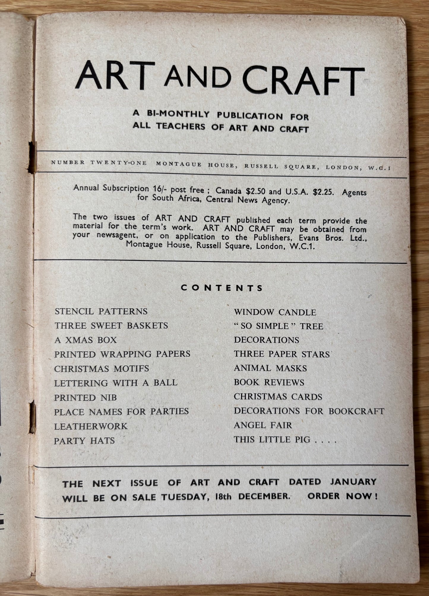 ART AND CRAFT MAGAZINE 1951 Special Christmas Number CHILD EDUCATION