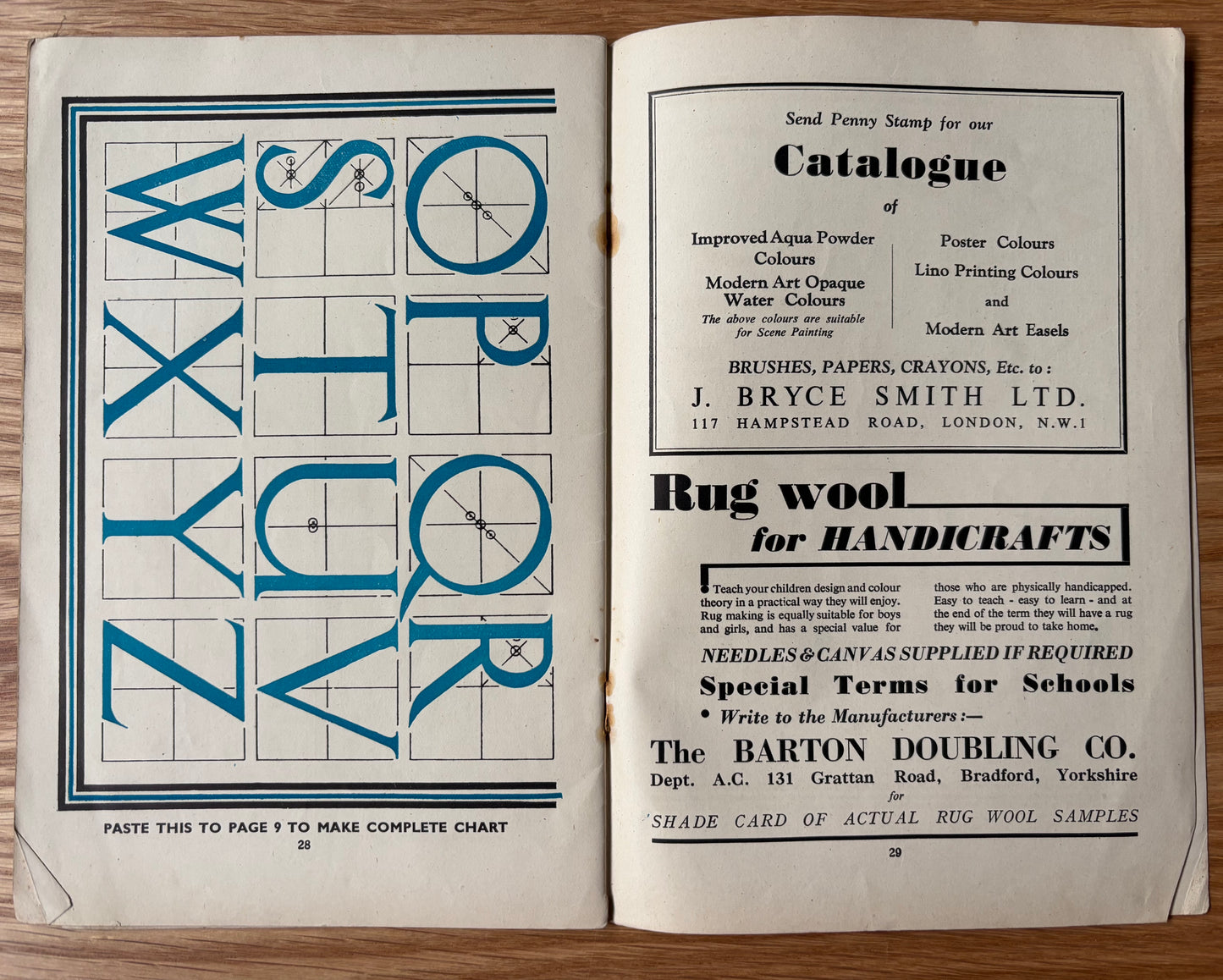 1950 ART AND CRAFT MAGAZINE Lettering CHILD EDUCATION Decorated Boxes