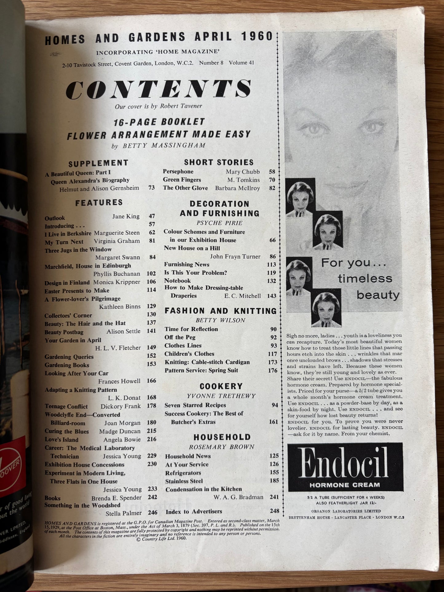 Robert Taverner HOMES AND GARDENS Magazine April 1960 SPRING VINTAGE