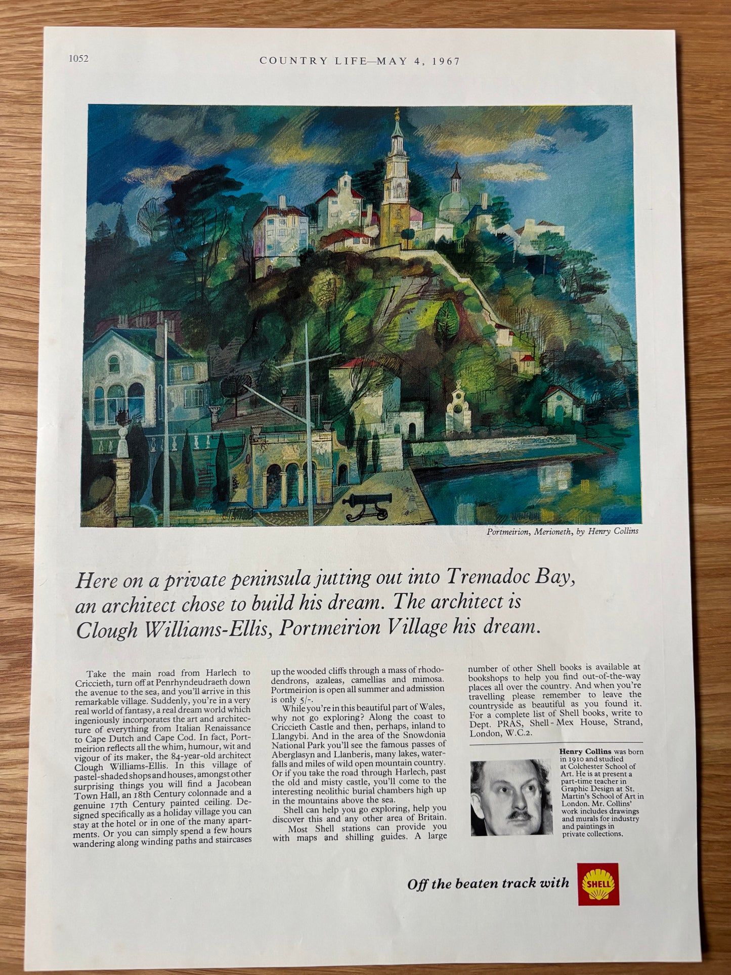 Henry Collins PORTMEIRION May 1967 SHELL ADVERT Off The Beaten Track TREMADOC BAY