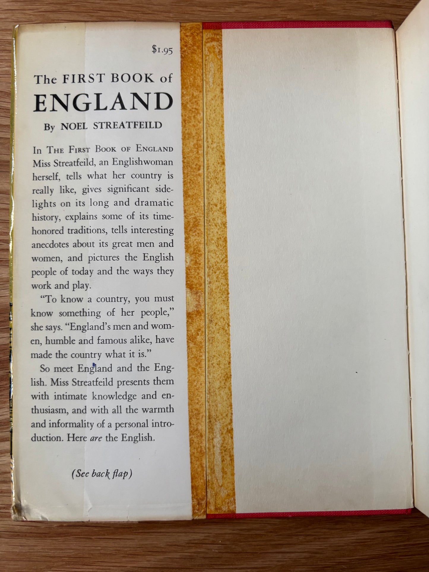 Noel Streatfield Signed THE FIRST BOOK OF ENGLAND 1958 1st USA Ed DJ