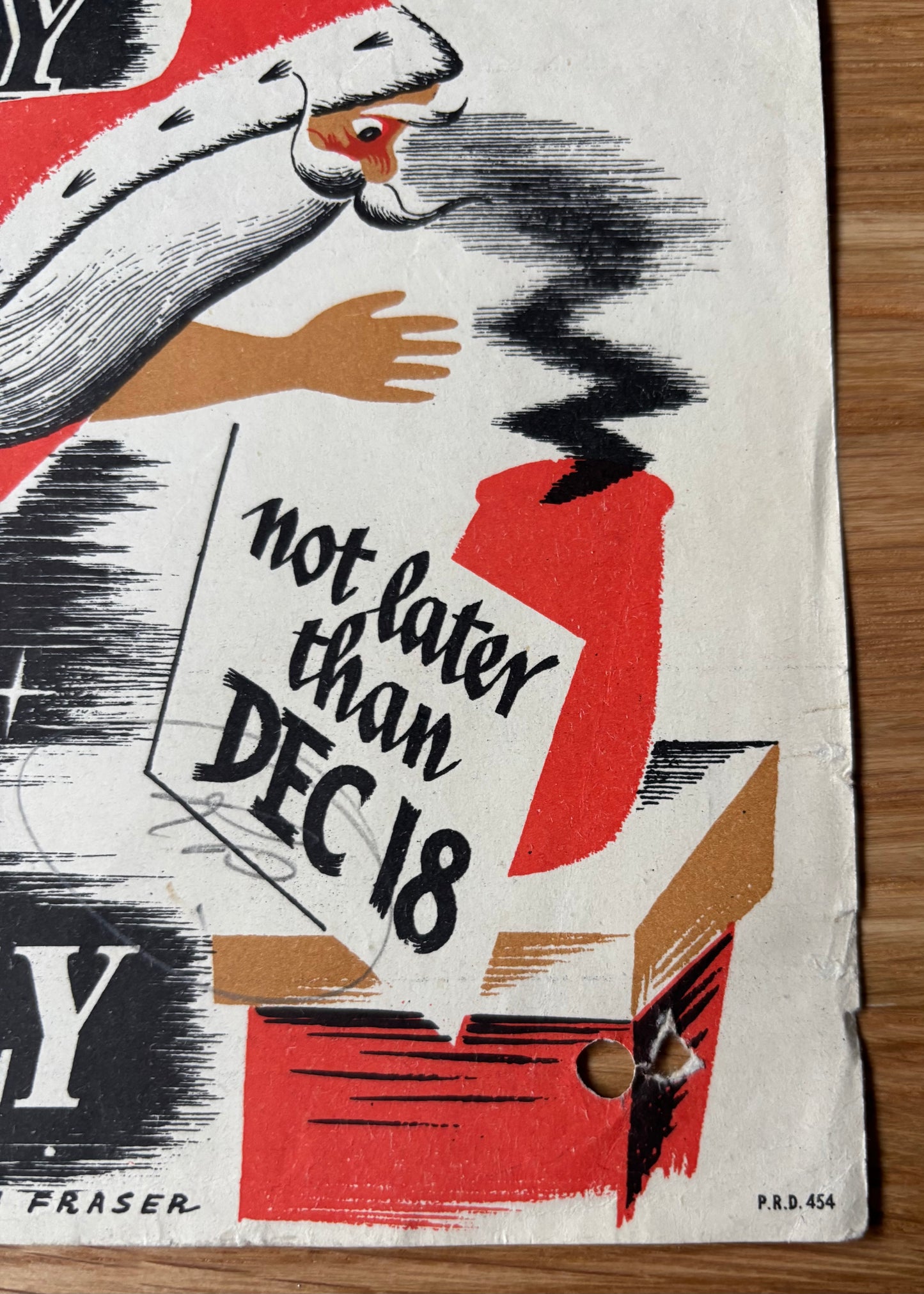 Eric Fraser 1940’s CHRISTMAS SHOP EARLY POST EARLY GPO Post Office 1947 Flyer