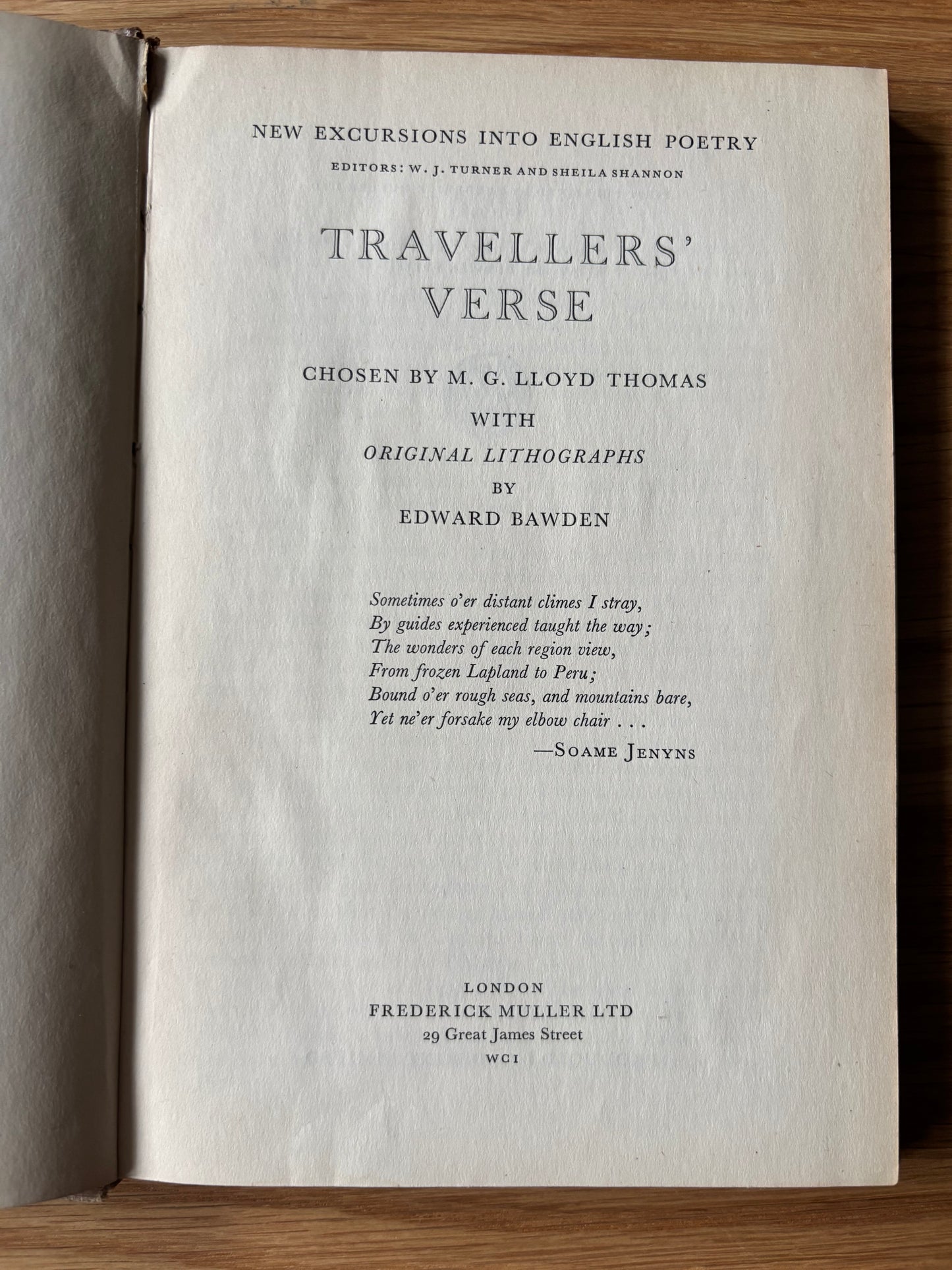 Edward Bawden TRAVELLERS’ VERSE M G Lloyd Thomas 1st Ed 1946 Curwen ILLUSTRATED