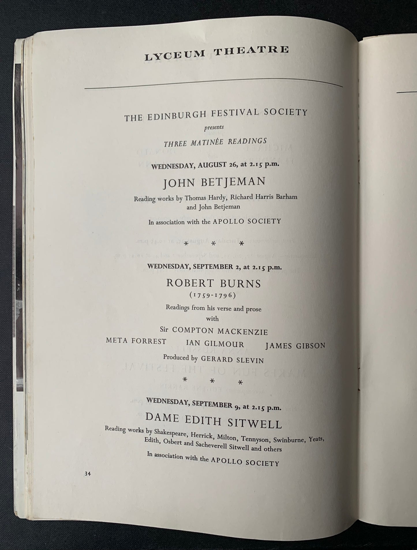 EDINBURGH FESTIVAL INTERNATIONAL 1959 Programme Robin Phillipson JOHN BETJEMAN William Walton - transpontinebooks