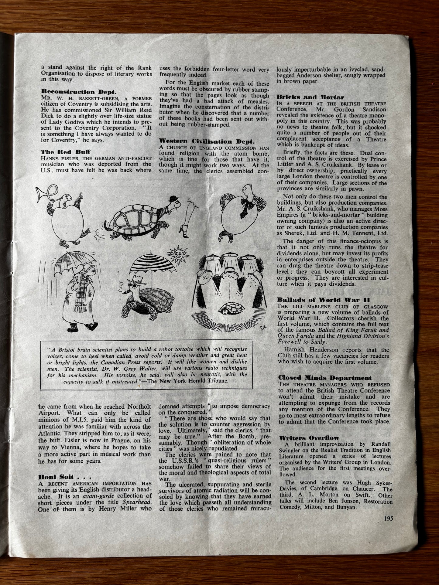 Clifford Rowe OUR TIME Magazine May 1948 Sylvia Townsend Warner Day