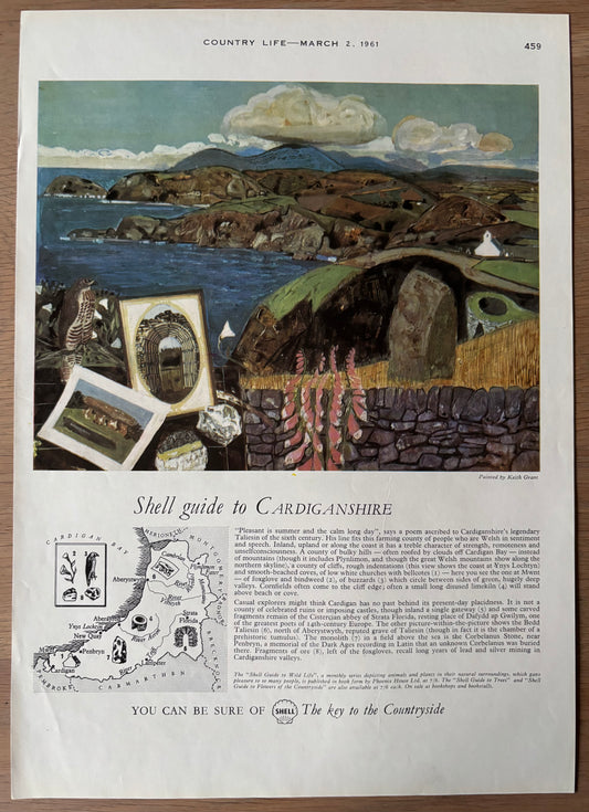 Keith Grant 1960's SHELL GUIDE TO CARDIGANSHIRE ADVERT Original Ad 1961