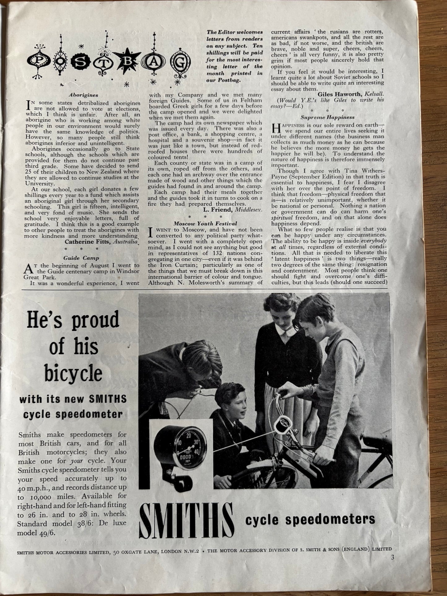 Ronald Searle YOUNG ELIZABETHAN Magazine CHRISTMAS 1957 Molesworth Puppet