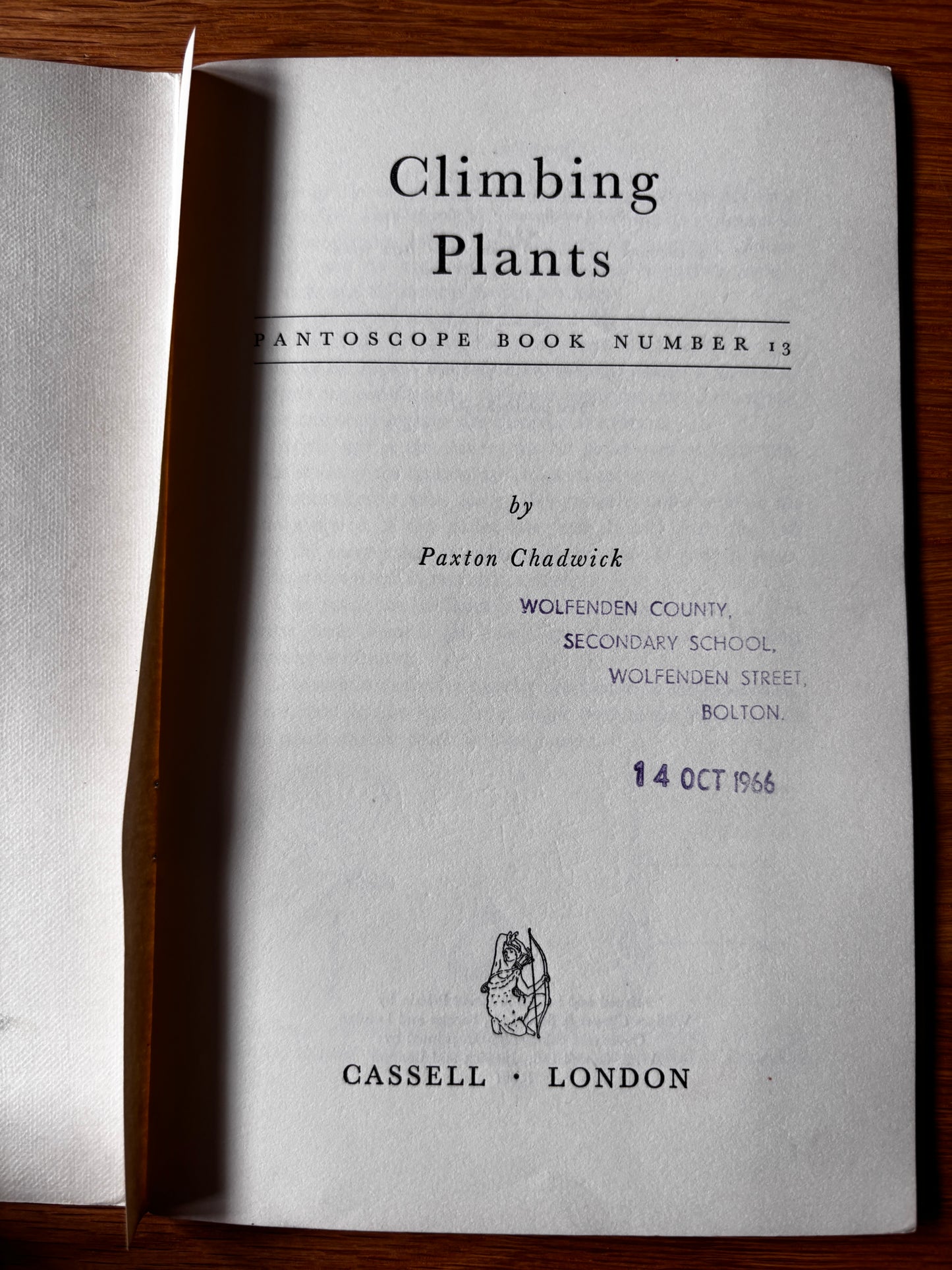 PANTOSCOPE BOOK Climbing Plants PAXTON CHADWICK 1st Ed 1961 Flowers Cassell