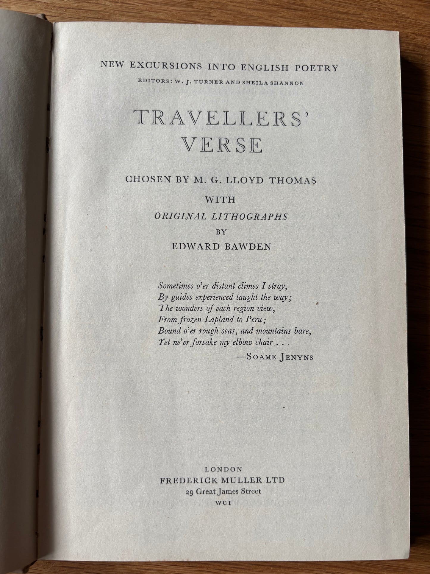Edward Bawden TRAVELLERS’ VERSE M G Lloyd Thomas 1st Ed 1946 Curwen ILLUSTRATED