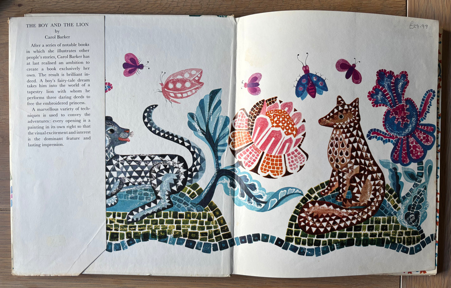 Carol Barker THE BOY AND THE LION 1968 1st Ed DJ Dobson Books ILLUSTRATED STORY