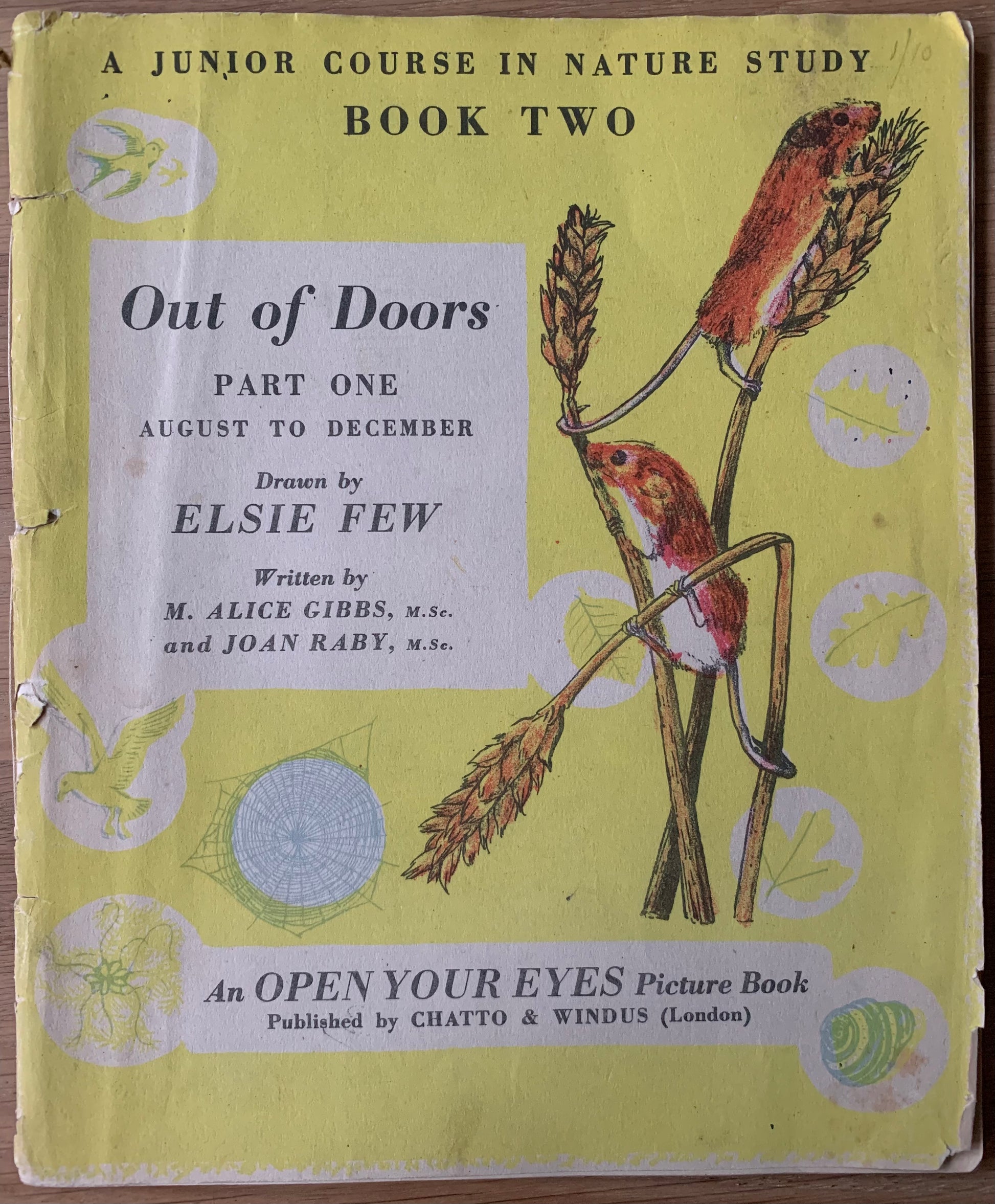 Elsie Few OUT OF DOORS Chatto & Windus NATURE STUDY Aug - Dec School Book - transpontinebooks