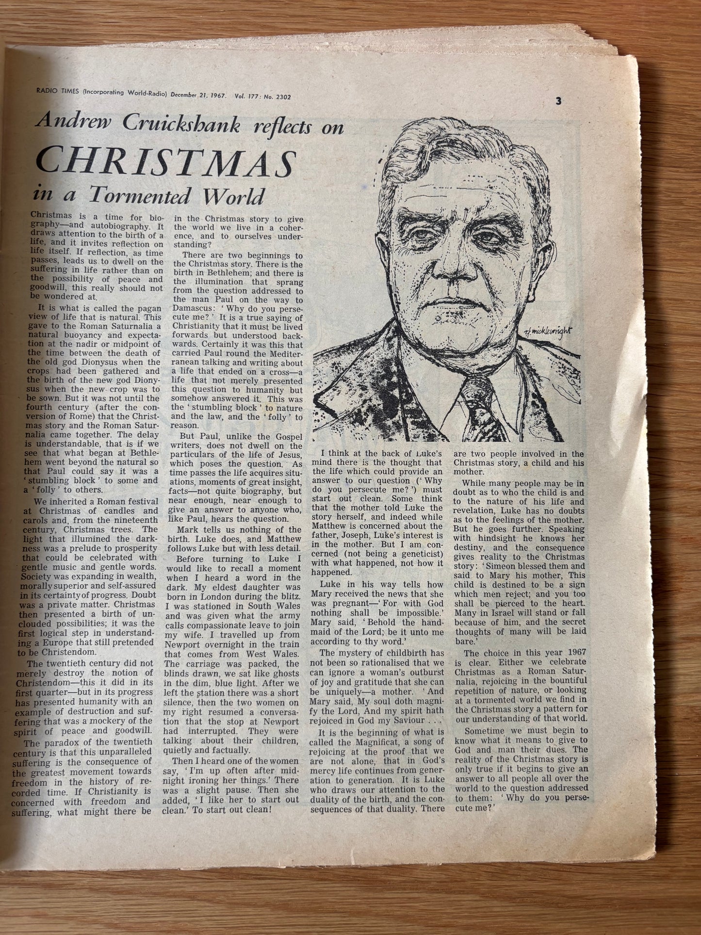 Barry Wilkinson CHRISTMAS RADIO TIMES BBC December 1967 Magazine