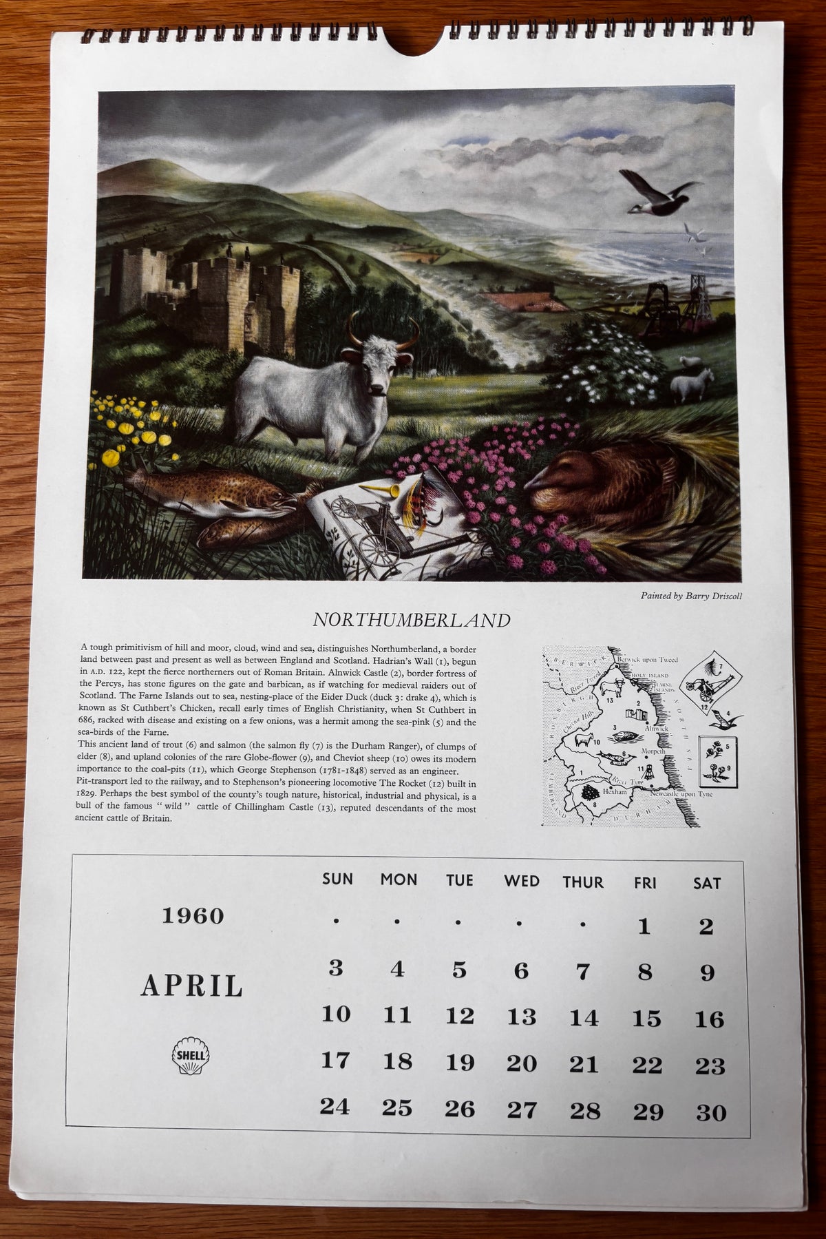 Kenneth Rowntree SHELL CALENDAR 1960 S R Badmin Barbara Jones Illustrated ART