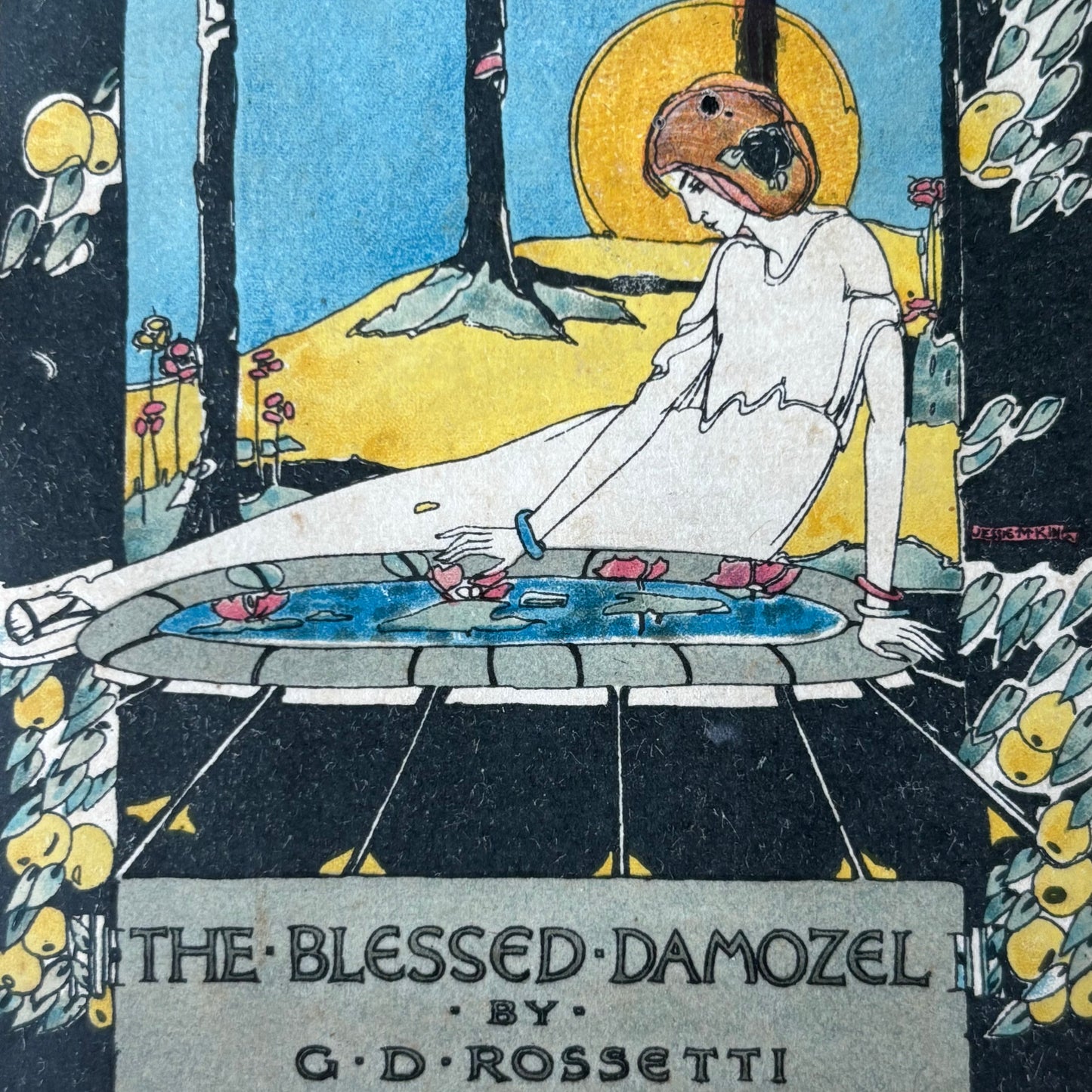 Jessie M King THE BLESSED DAMOZEL Foulis ROSSETTI POETRY Paul Woodroffe Poem