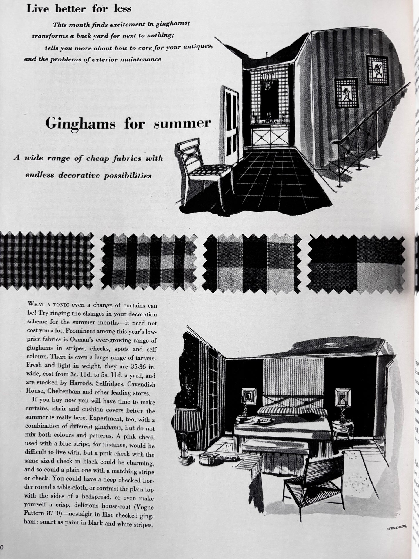 Elizabeth David HOUSE AND GARDEN Magazine MAY 1956 Fabric Design Cole Porter