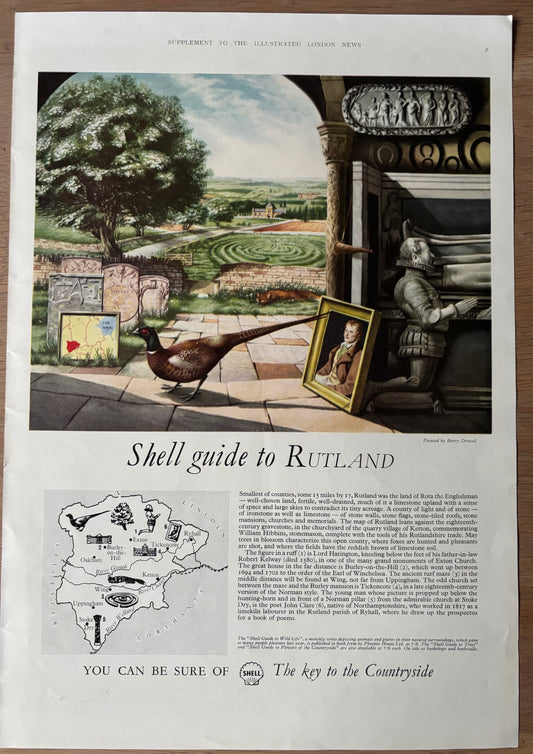Barry Driscoll 1960's SHELL GUIDE TO RUTLAND ADVERT Original Large Ad 1960’s