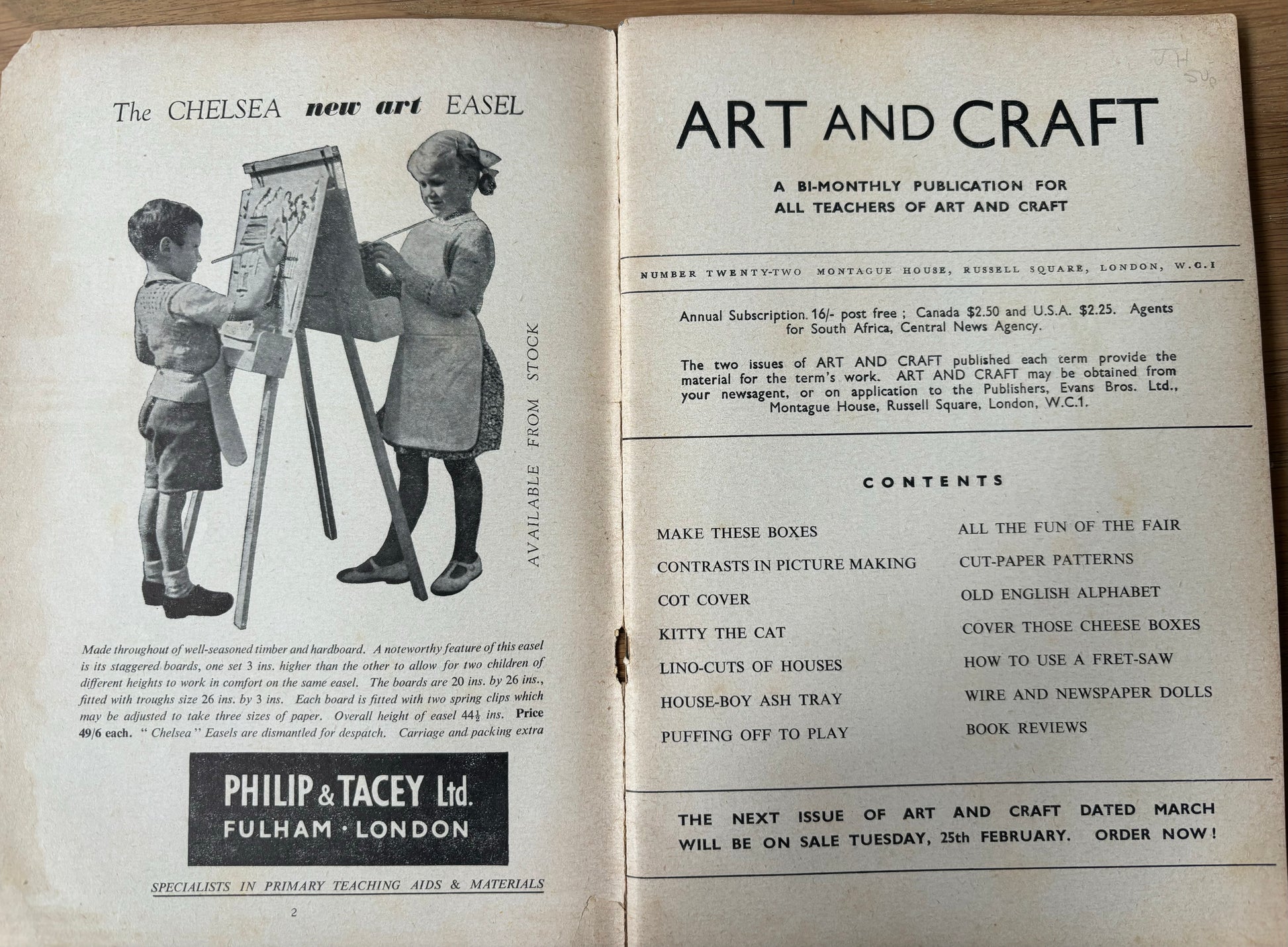 1952 ART AND CRAFT MAGAZINE January CHILD EDUCATION Cut Paper Patterns - transpontinebooks