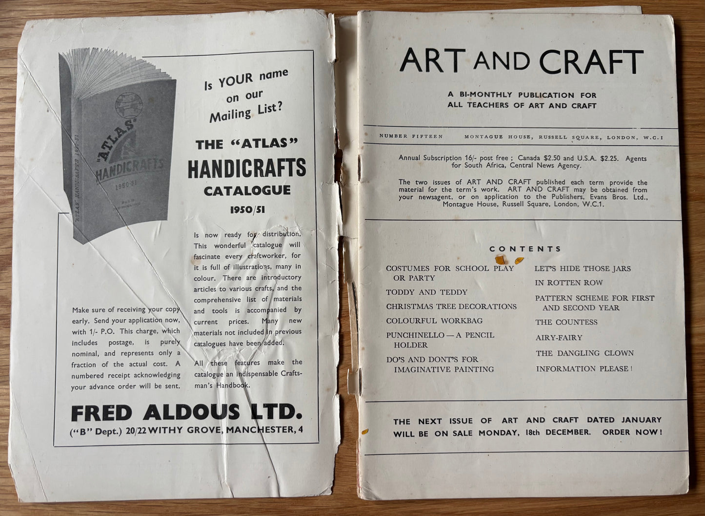 ART AND CRAFT MAGAZINE November 1950 CHILD EDUCATION Christmas
