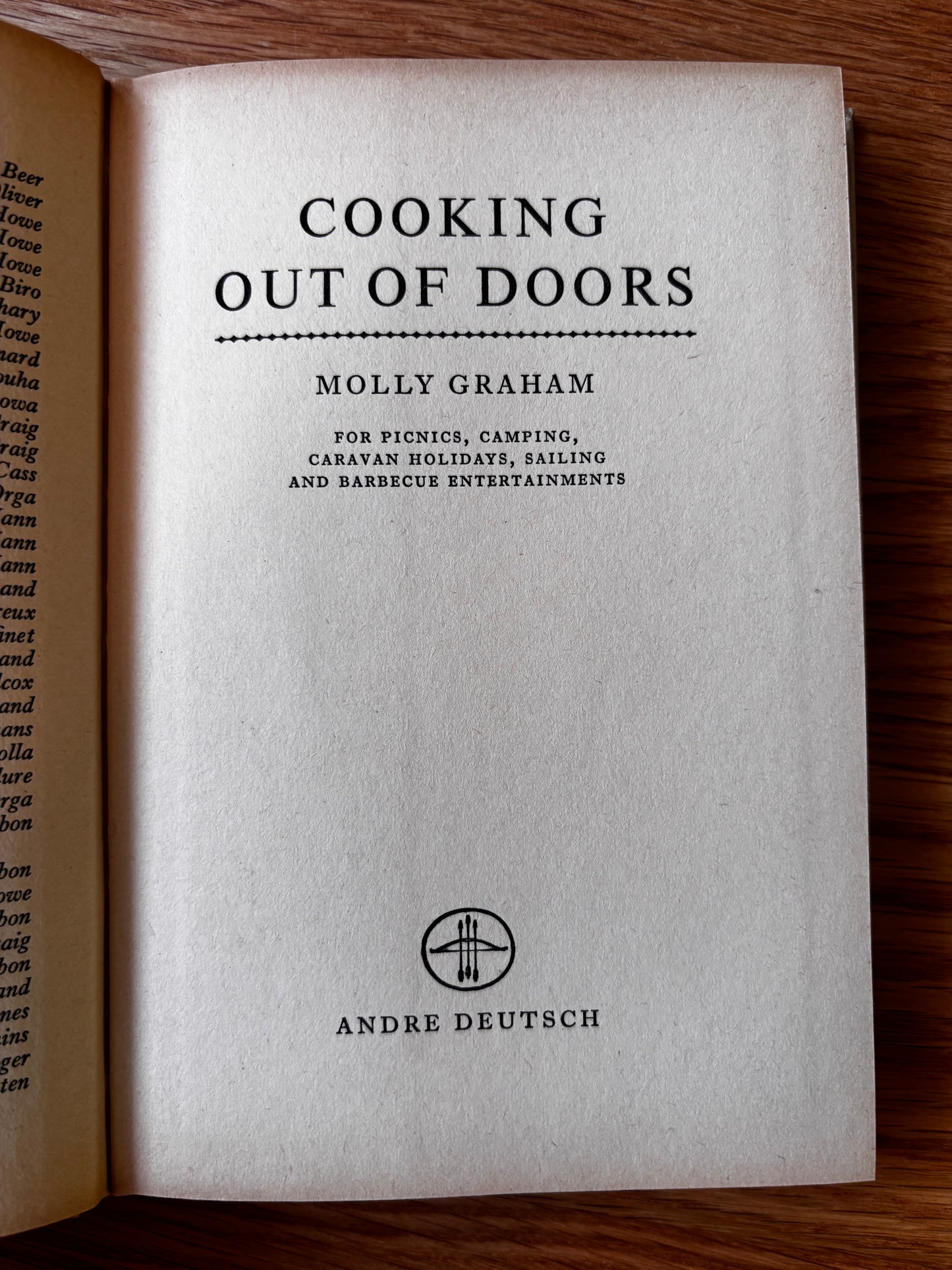 Adrian Bailey COOKING OUT OF DOORS Molly Graham 1st Ed DJ 1960 Andre Deutsch COOKERY BOOK