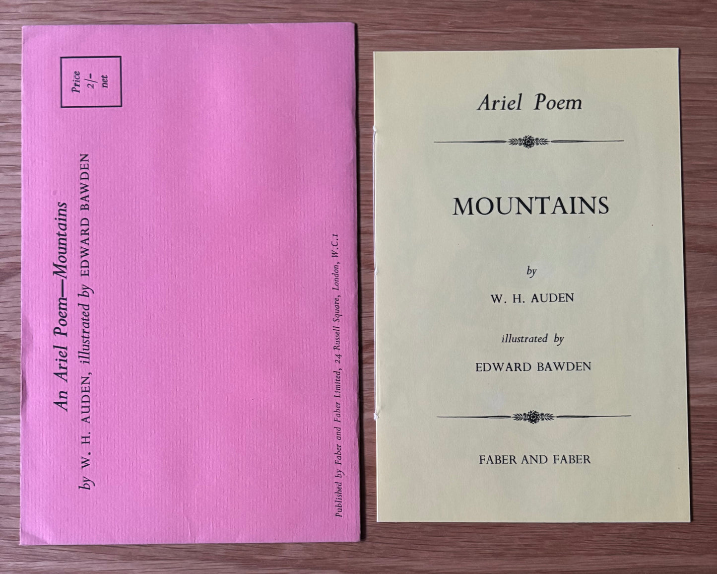 Edward Bawden THE ARIEL POEMS W H AUDEN Mountains Illustrated FABER