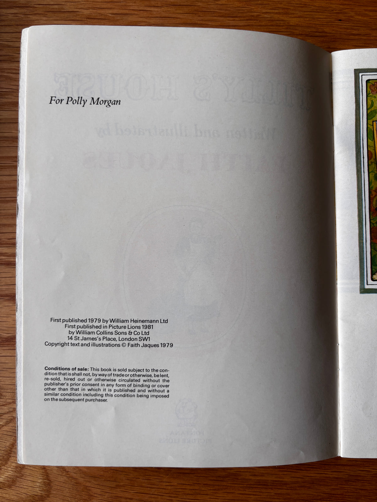 1980’s Faith Jaques TILLY’S HOUSE 1981 Picture Lion Book Illustrated